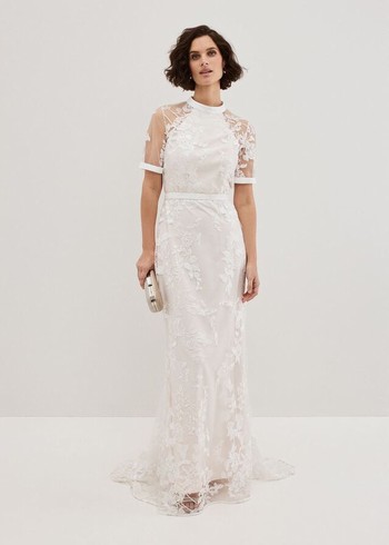 Phase Eight Poppy Embroidered Wedding Dress White Australia | NX1295730